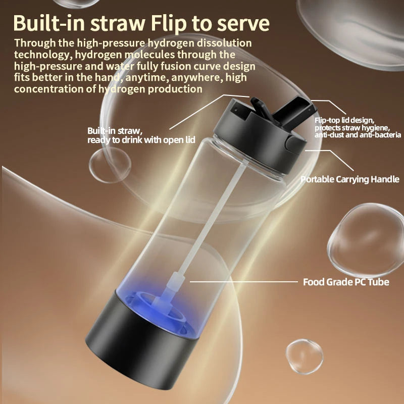 Portable Hydrogen Rich Water Bottle Maker Machine 2000PPB Hydrogen Water Machine Ionizer with SPE and PEM Technology